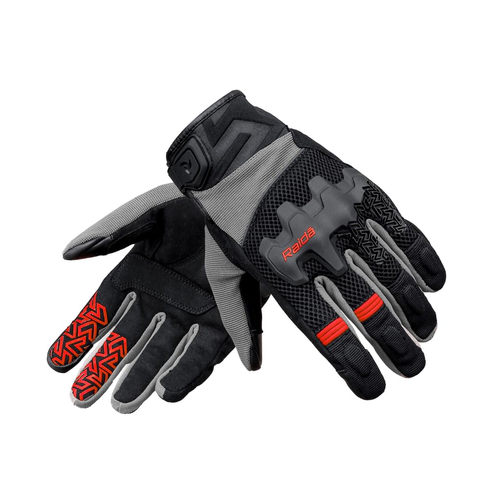 Raida Drift Motorcycle Riding Gloves | Scaphoid Shield Palm Slider | 3D Air Mesh | Touchscreen Compatible (Red, XXL)-image-41