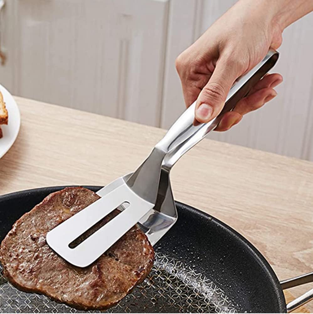 Pinze Da Bistecca In Acciaio Inox 25,4 Cm – Multiuso Con Spatola Doppio Lato. Perfette Per Barbecue, Carne, Pizza E Pesce. Manico Lungo E Antiscottatura, Lavabili In Lavastoviglie. - 2