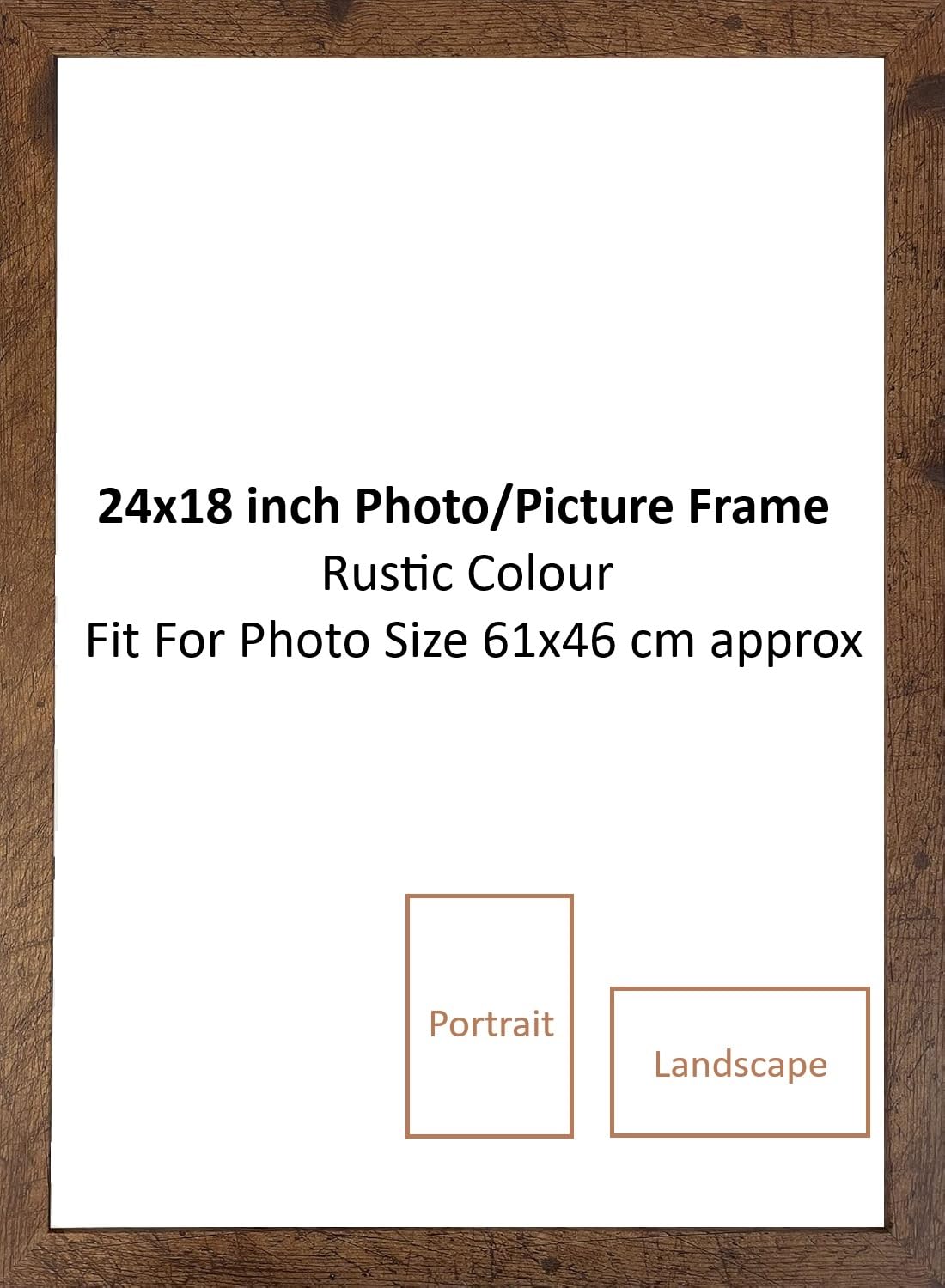 DECORO 24 x 18 inches Rustic Frame, Rustic Wood Finish, 24 x 18 inches Picture Poster Frame Wall Mount with both Landscape and Portrait Display