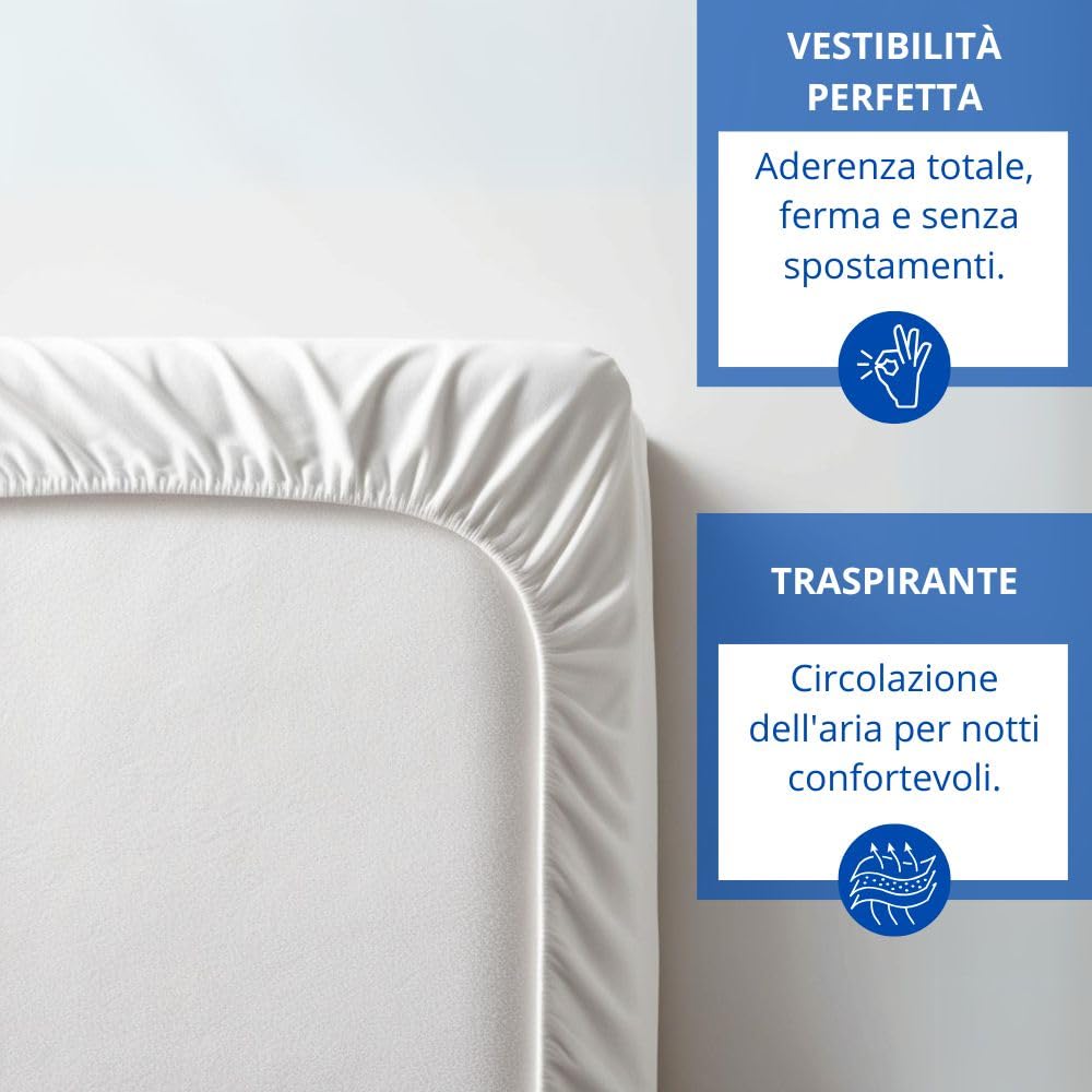 DECASATEXTIL® Protettore per Materasso Culla 60x120cm Impermeabile Traspirante Ipoallergenico Antiacaro Bianco