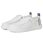 HEYDUDE Kids Mens Wally Summer Linen (Little Kid/Big Kid) White/Stone Grey 3 Little Kid M