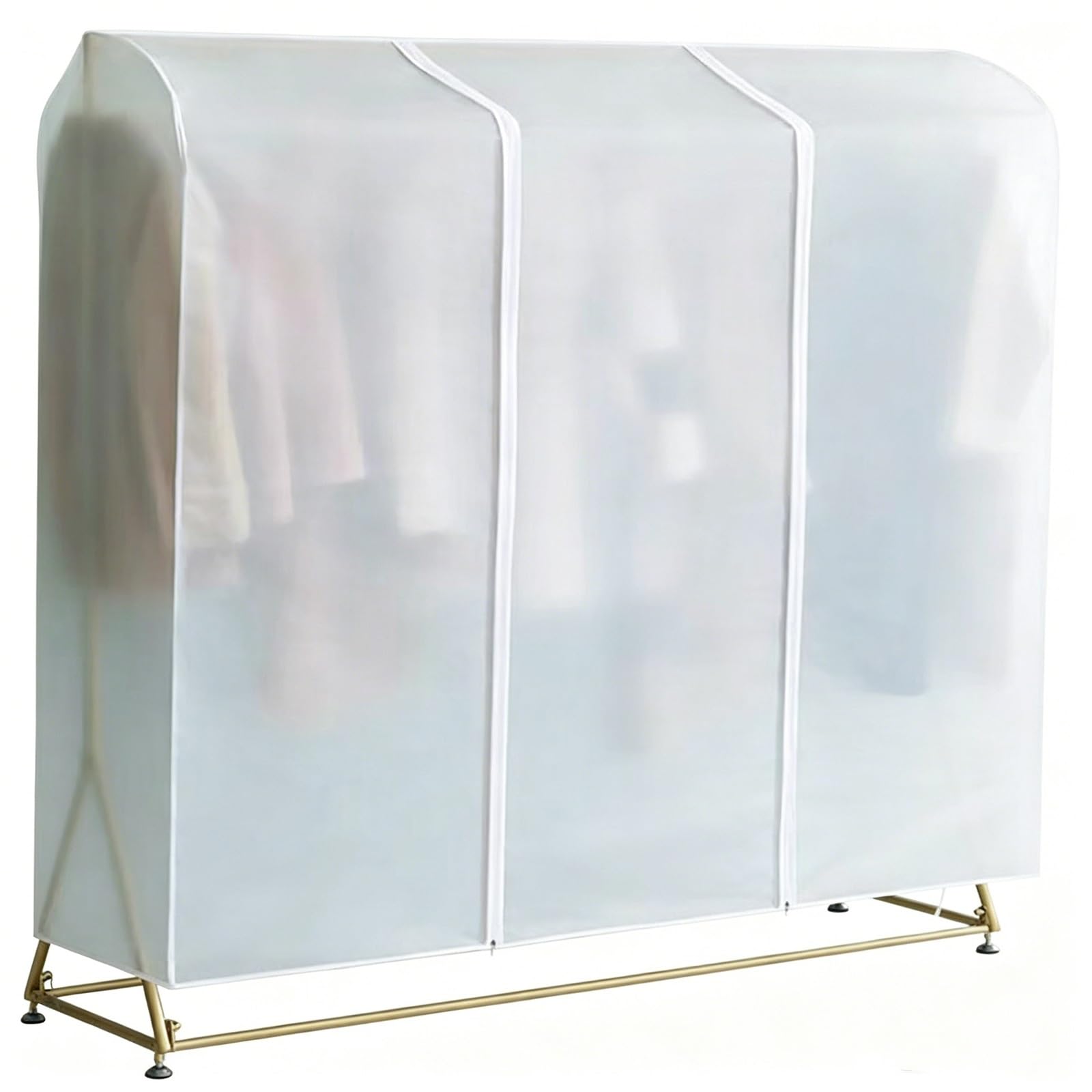 Clothes Rack with Cover, PEVA Protector with Durable Zipper, Garment for Open Closet, Home Commercial Use(50 * 150 * 150cm/20 * 59 * 59in)