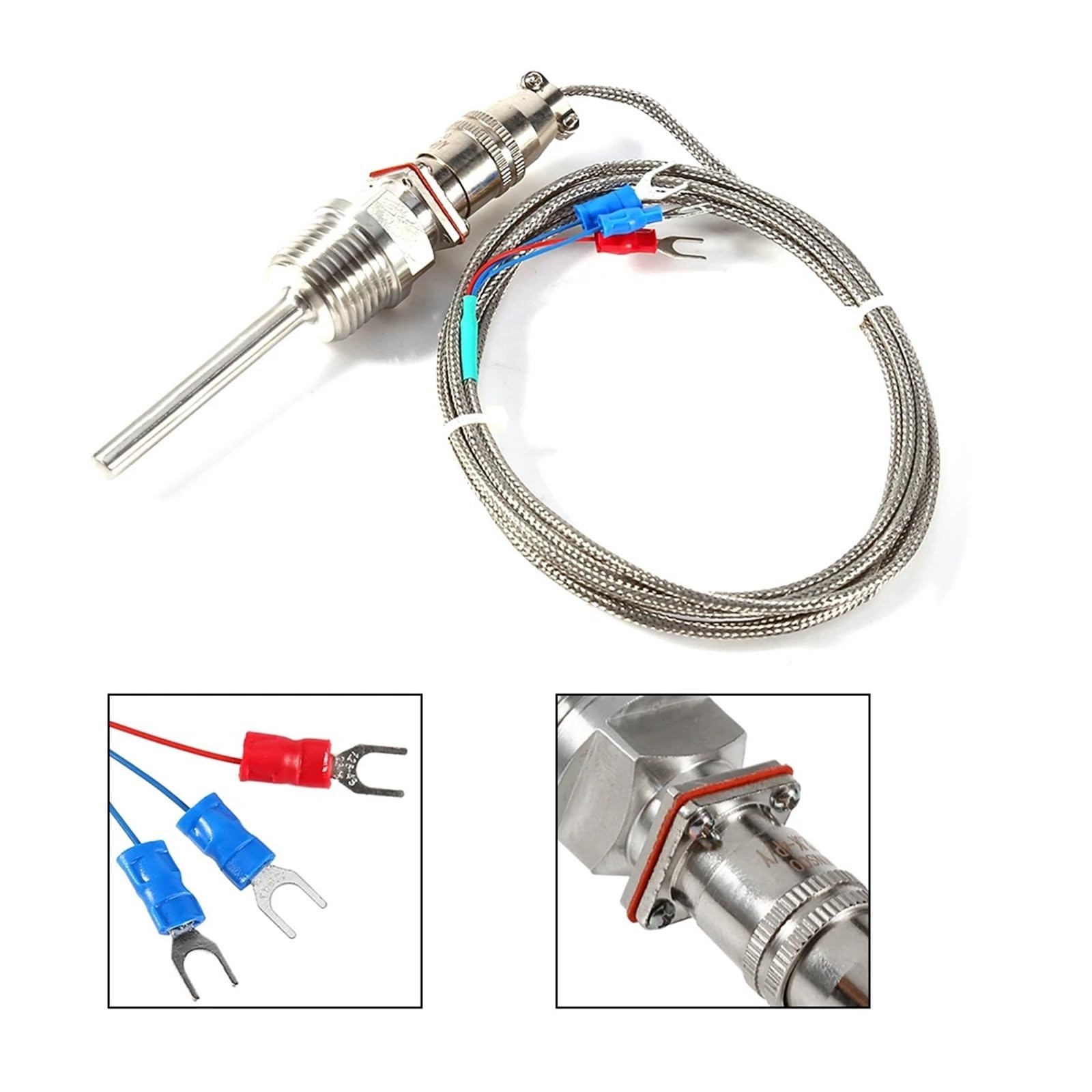 Sensore di Temperatura PT100 con Filettatura da 1/2" e Cavo da 2 Metri, sonda di monitoraggio della Temperatura, trasduttore di Temperatura