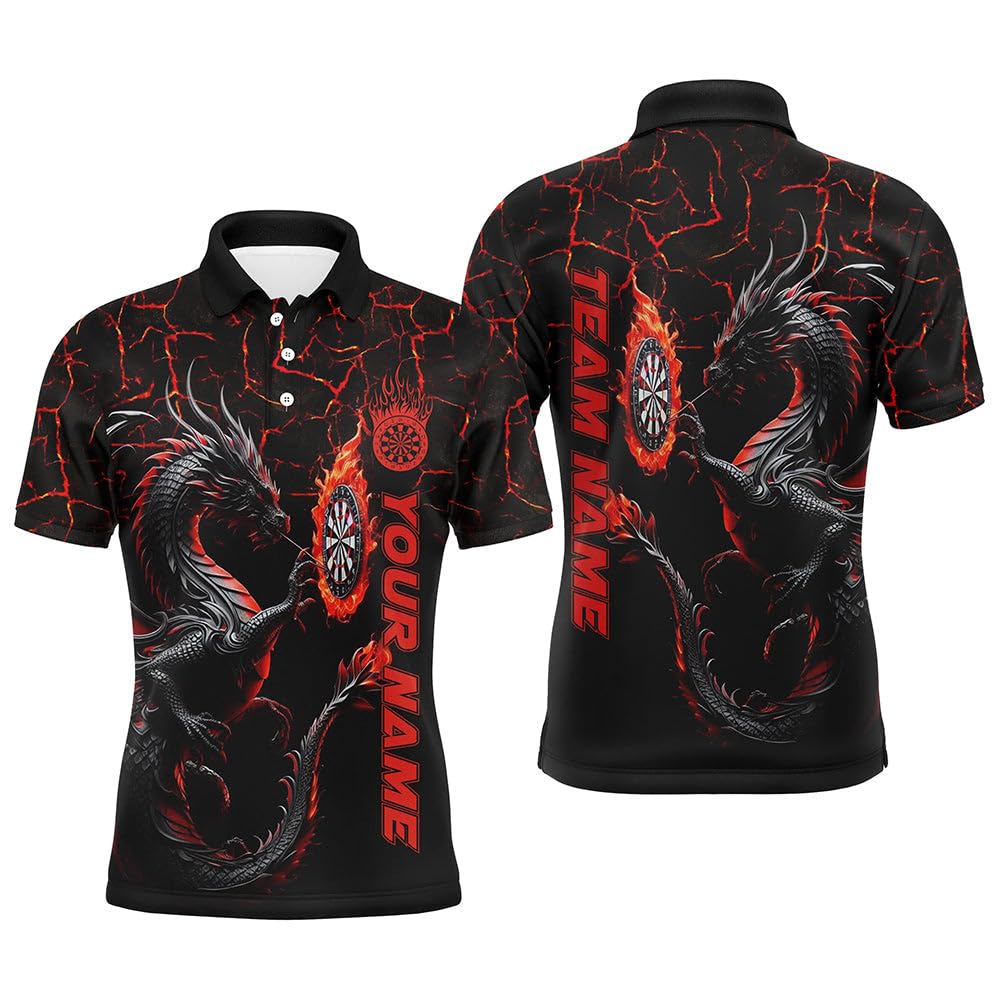 Personalisierte rote Drachen 3D Bedruckte Dartshirts für Herren & Damen - Individuelle Team-Liga Darttrikots T1841