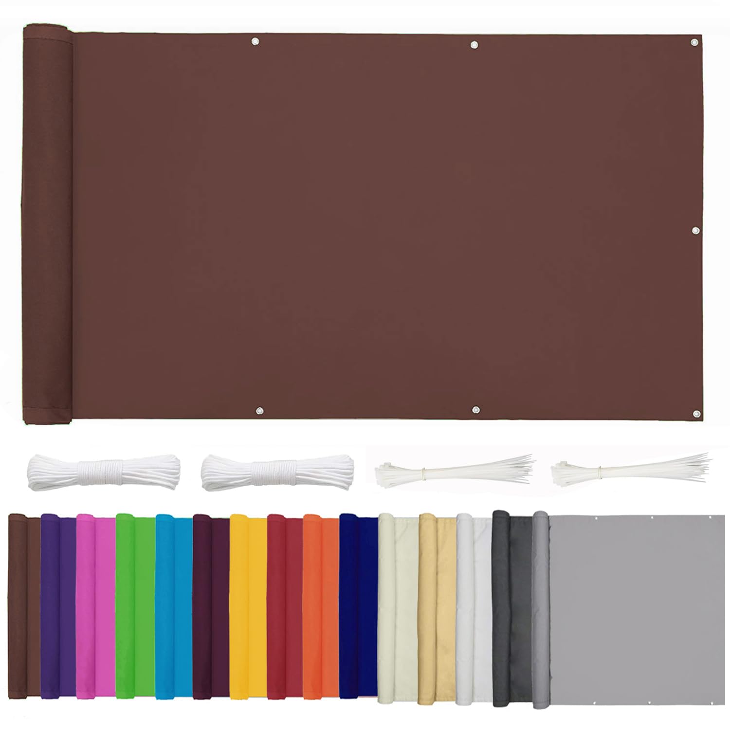 ZHhan Balcony Privacy Screen for Backyard Deck Patio Balcony Fence Porch Sun Shade PVC UV Protection Sun Wind 8 Days Delivered 15 Colors 352 Sizes 420D Brown