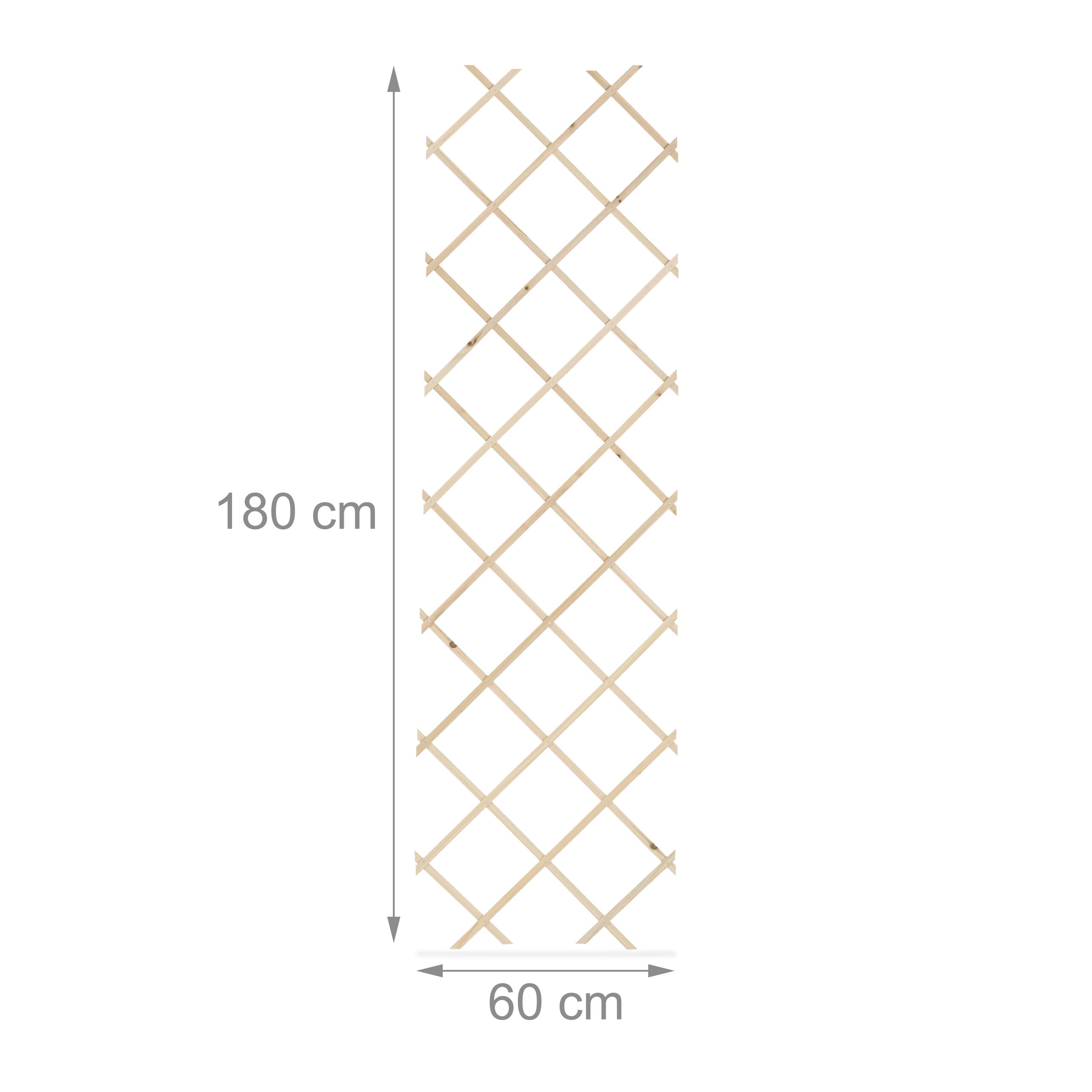 Relaxdays Grigliato in Legno per Rampicanti, 180x60 cm, Set 3 Tralicci Allungabili Piante Giardino e Balcone, Naturale