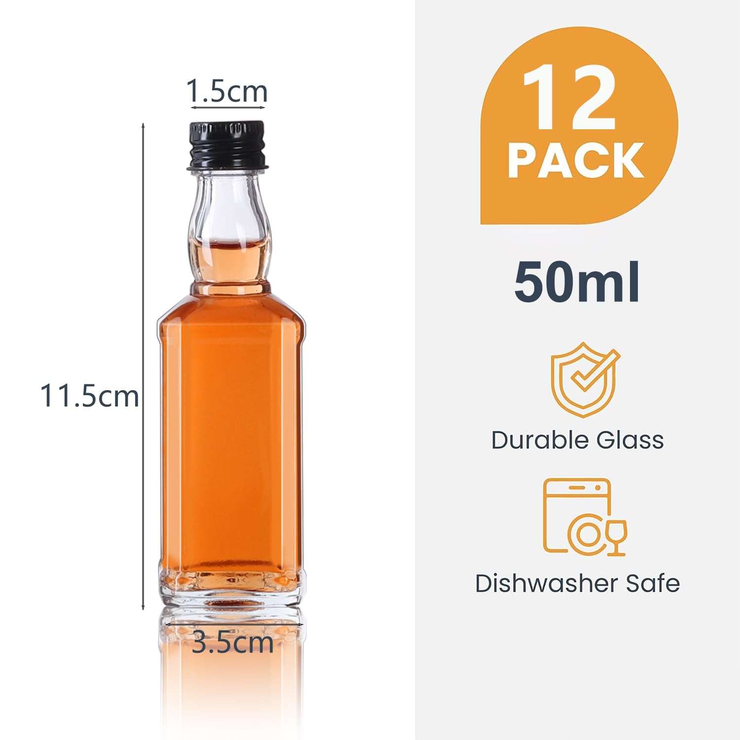 YBCPACK 24 bottiglie piccole da riempire, 60 ml, mini shot, bottiglie di vetro con imbuto, etichette e penna, perfette per zenzero, liquori e altre bevande