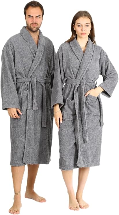 HALLEY Luxury Bathrobe for Women & Men, Shawl Collar Spa Bath Robes Terry Cotton Ultra Soft Shower Robe with Pockets