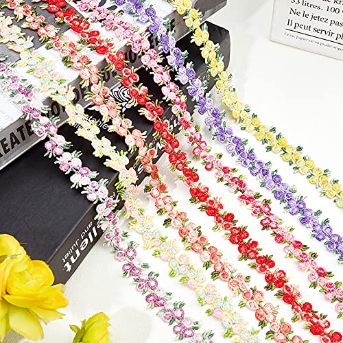 Gorgecraft 5 Yards Flower Trim Ribbon Cherry Color Flower Diy Lace Applique Sewing Craft Lace Edge Trim For Wedding Dresses Embellishment Diy Party Decor Clothes #TOP4