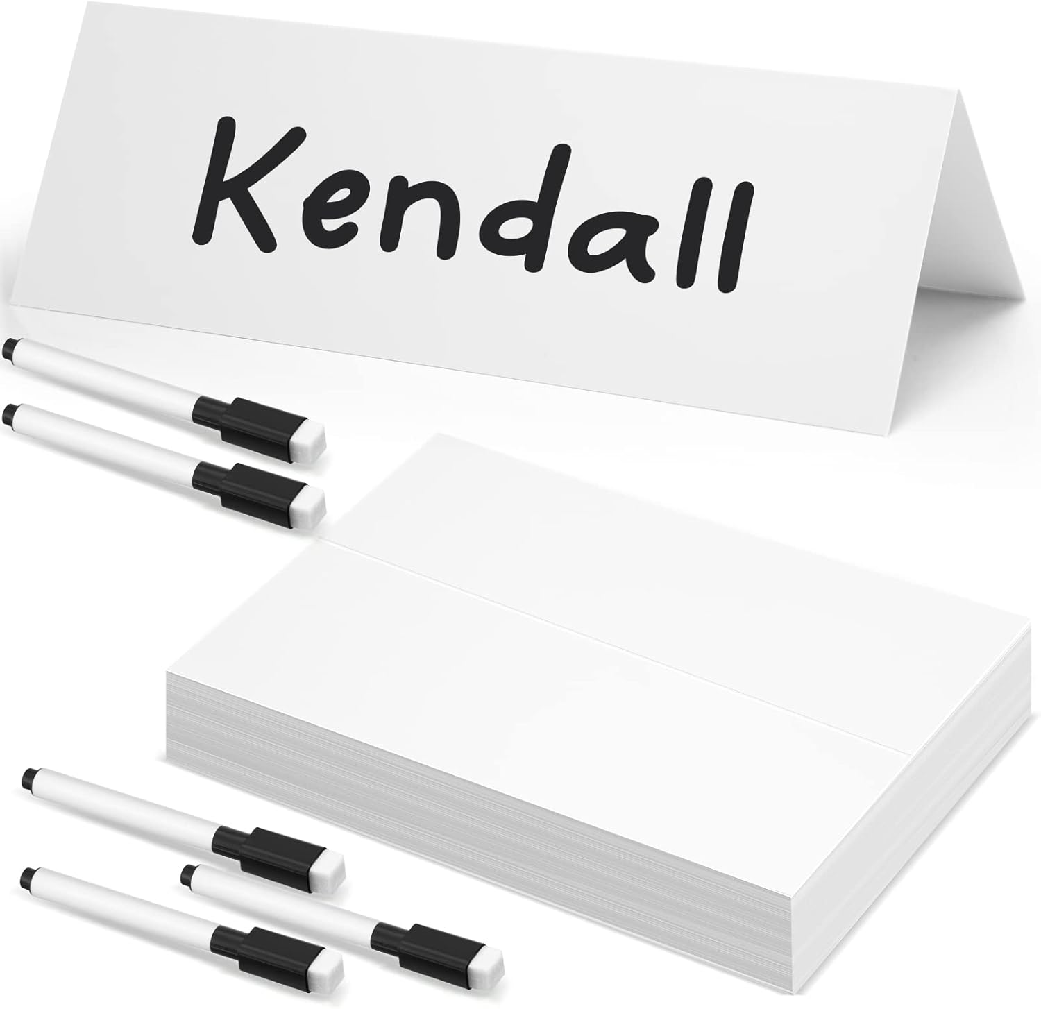 Seajan 100 Pcs Dry Erase Tent Cards 8.5" x 6" Reusable Name Cards White