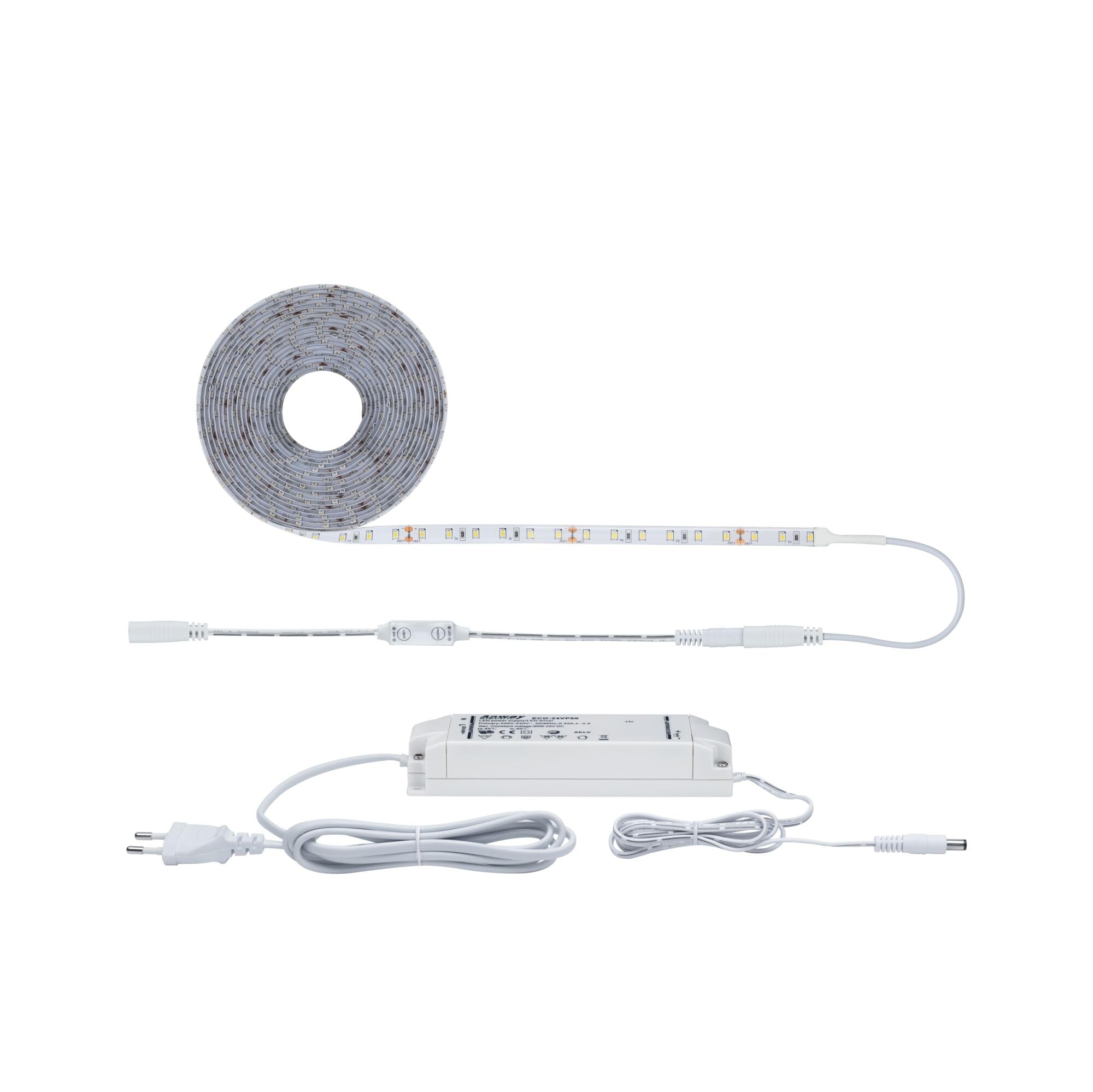 Paulmann 789.60 SimpLED Power Strip Set 5m Neutralweiß 50W beschichtet mit Schnurdimmer 1100lm/m