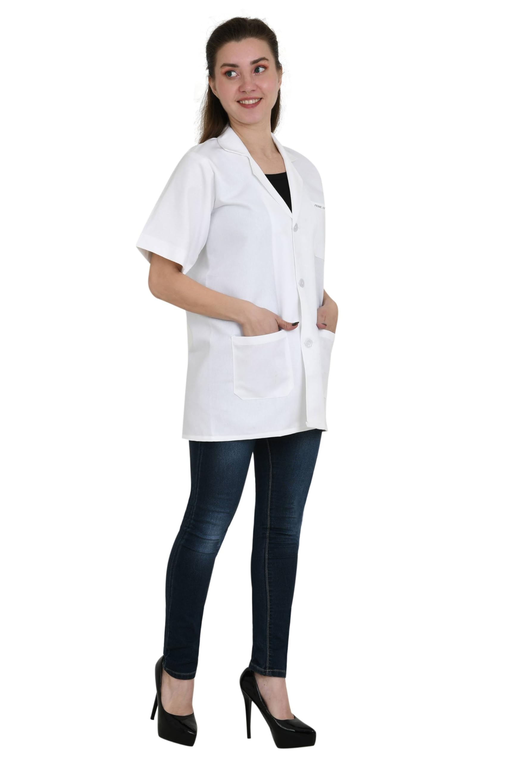 PRIME STORE INDIA PrimeStoreIndia Lab Coat short sleeves with 3 pockets perfect fitting, light weight, durable