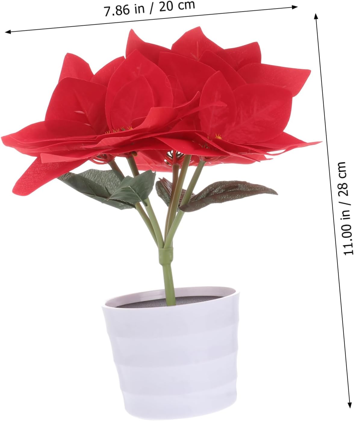 Beaupretty Red Poinsettia Plant LED Lighted Artificial Potted Poinsettia Flower Christmas Plant for Holiday Party Centerpiece Table Decor