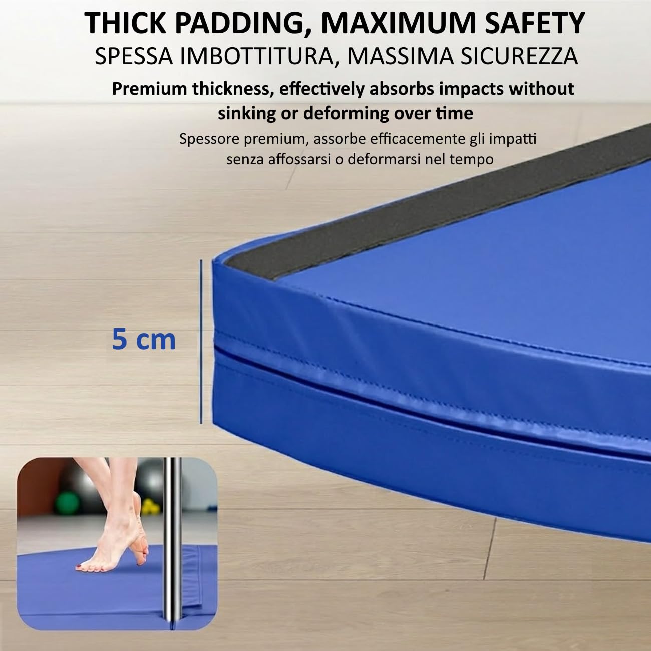 Tappetino per Palo Pole Dance Pieghevole e Resistente 120 x 5cm, Materassino di Protezione Circolare in Schiuma EPE e Pelle PVC Antiurto Antiscivolo Imbottito