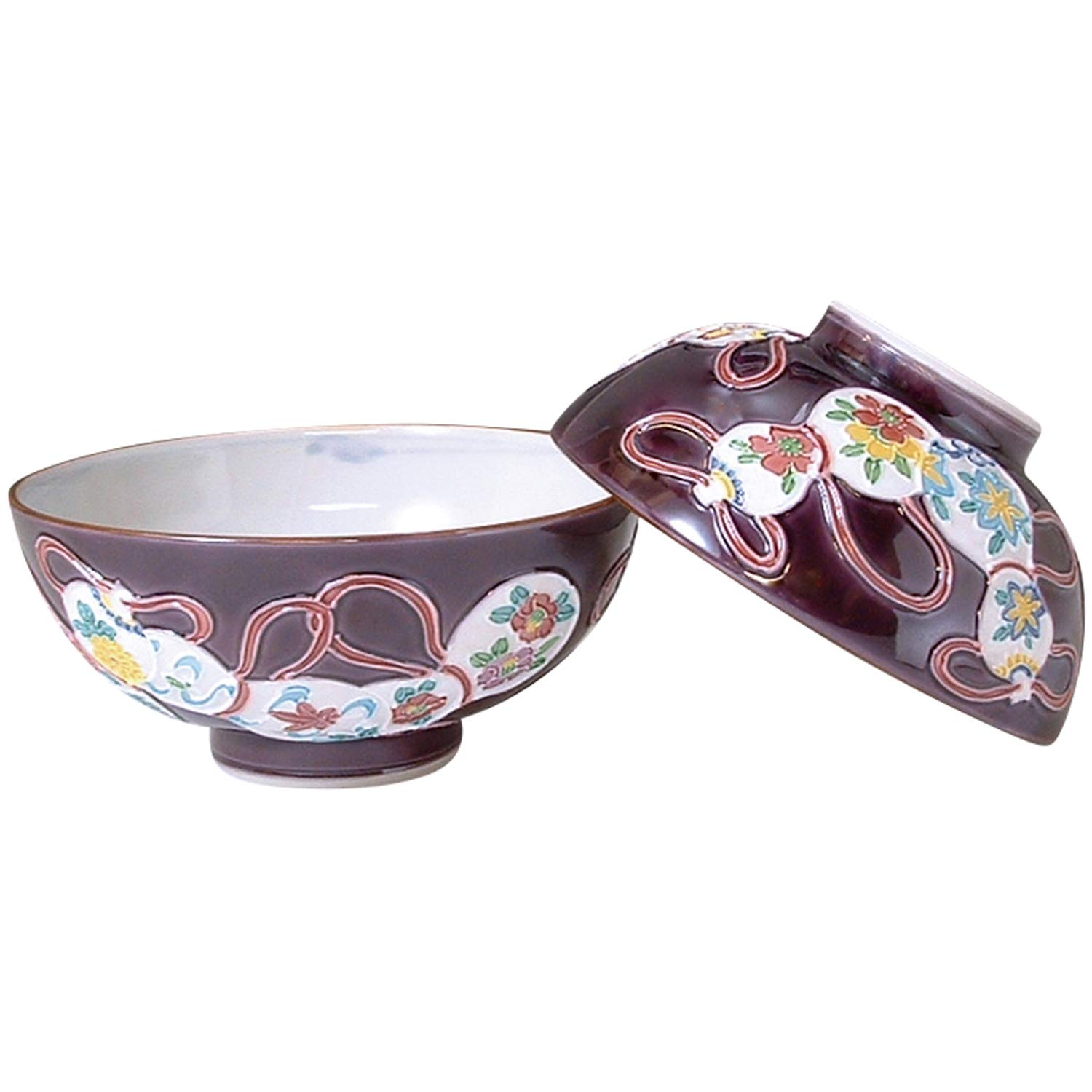 Amazon｜京焼 清水焼 昇峰窯 組飯碗 紫交趾六瓢 lcm338｜飯碗