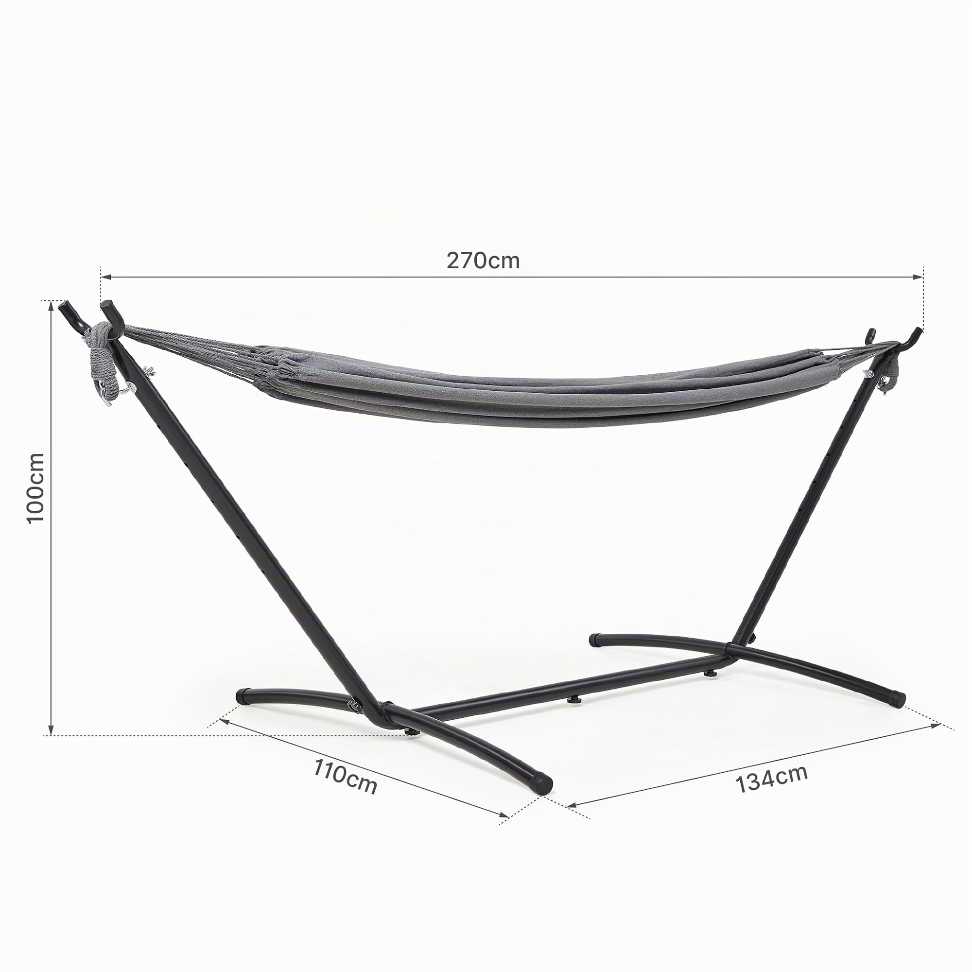 Mondeer Amaca da Campeggio con Supporto Amaca da Giardino per Esterni in Tessuto Singolo con Telaio in Metallo con Borsa Portatile e Accessori, Capacità di Carico 200 Kg, per Viaggi, Patio