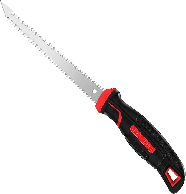 HAUTMEC 6-Inch Drywall Jab Saw with Soft Grip Handle and Sharp Tip, Double Edge Hand Saw for Wallboard, Drywall, Plywood, Plastic Cutting, Trimming, Gardening and Pruning HT0028-SA