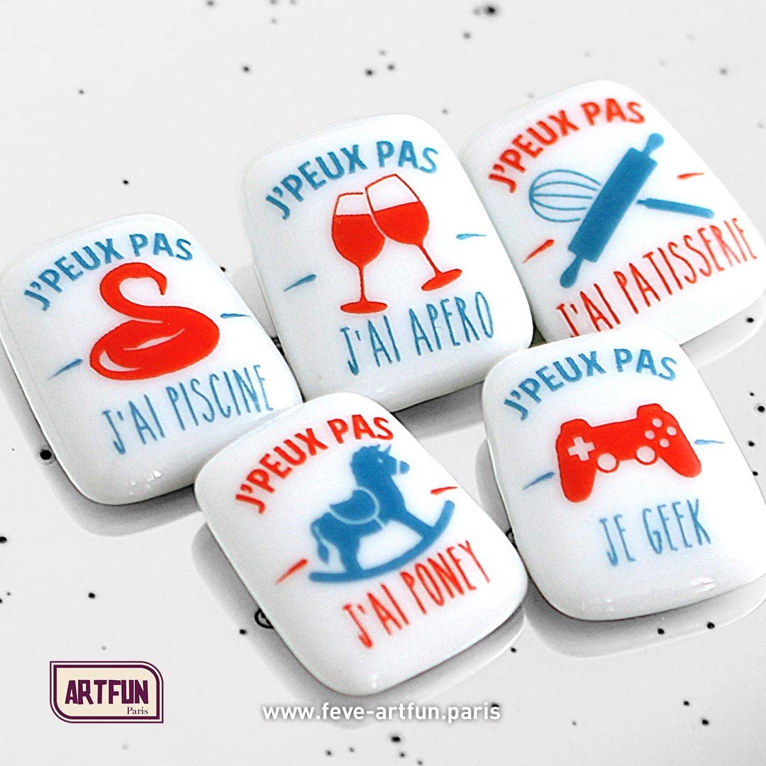 ArtFun 40 FEVES J'PEUX PAS - Lot de fèves en porcelaine alimentaire pour les rois