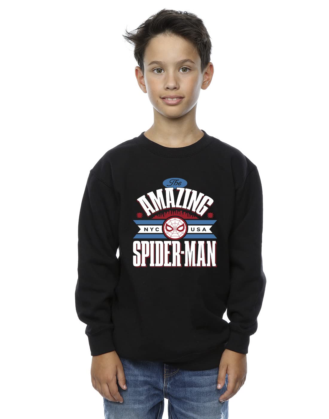 Absolute Cult Boys Black Marvel Spider-Man Nyc Amazing Sweatshirt 5-6 Years