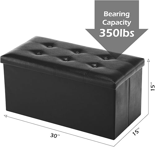 Miniatura 33 de Youdesure Otomana plegable con espacio de almacenamiento de 80 litros, de 30 pulgadas, que soporta hasta 350 libras con reposapiés acolchado, para