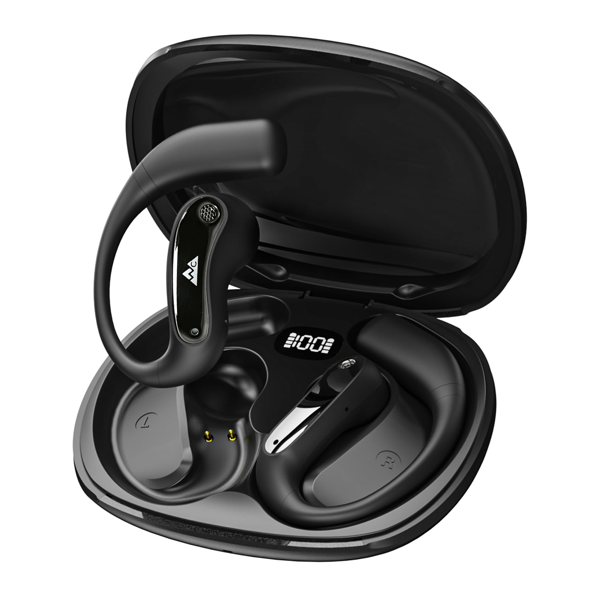 WeCool Moonwalk M1 Pro Open Ear Earbuds Wireless with 360° Panoramic Sound, Bluetooth 5.4 Ows Earphones with Call Noise Reduction, Ear Safe Headphones with Mic, 60H Playtime, LED Display, IP55