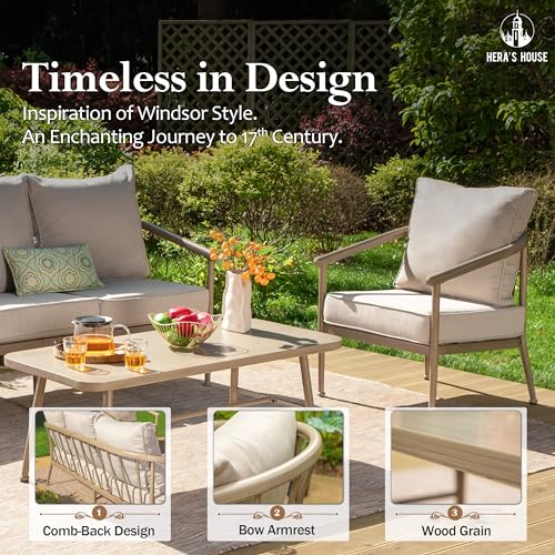 HERA'S HOUSE All-Weather Patio Furniture Set, 5 Seats, Luxury Windsor ...