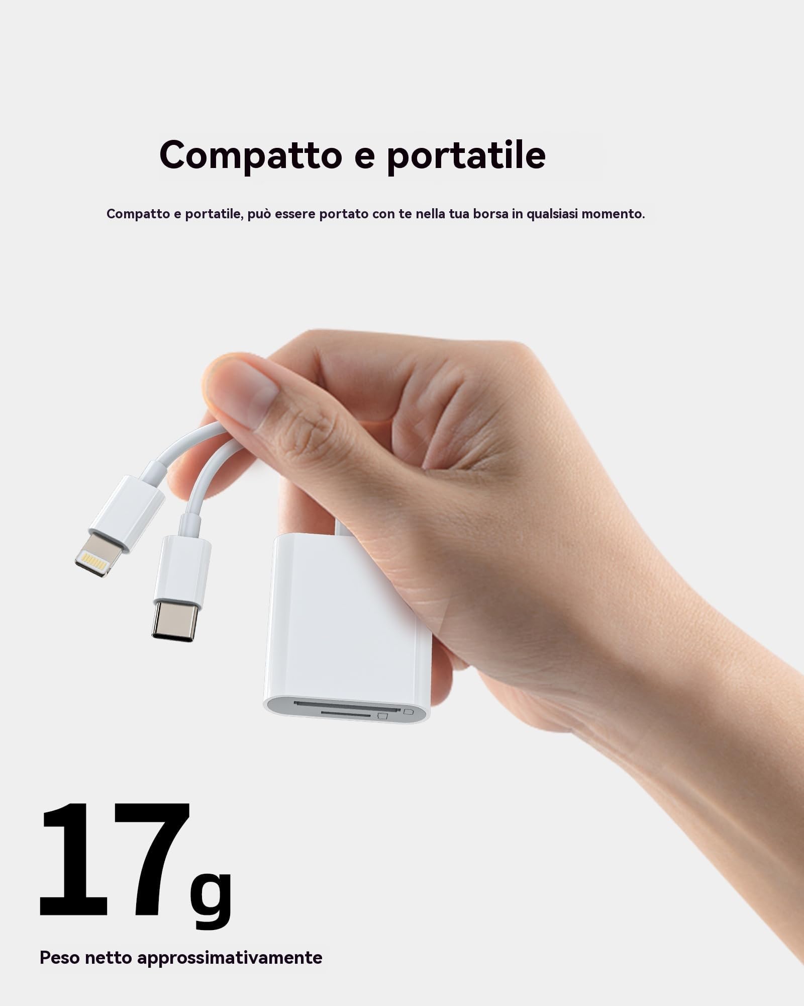 Adattatore Lettore Schede SD USB C Lightning(2 in 1)per Apple IPhone 15 14 Cavo Per iPad Micro SD Card Reader Digitale Macchina Fotografica TF Memoria Memory Esterna Chiavetta Compatibile Per Samsung