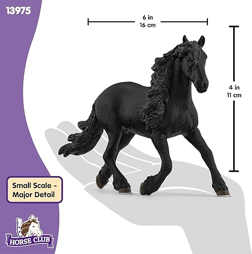 Miniatura 5 de Schleich Horse Club - semental frisón de 15 cm - Figura de juguete de caballo coleccionable pintada a mano, realista para niñas y niños. Figura