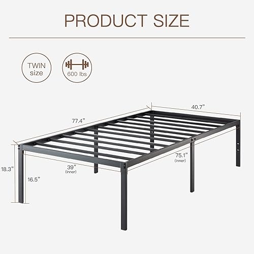 Miniatura 20 de ikalido Marco de cama de plataforma de metal de tamaño matrimonial, soporte de listones de metal resistente con gran espacio de almacenamiento y