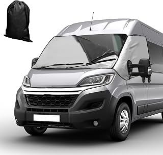 Front Windshield Protector Fit for 2006-2025 Peugeot Boxer, Citroen Jumper, Fiat Ducato X250/290, Thickened 210D Oxford Removable Windshield Cover, Anti-Frost Ice Dust