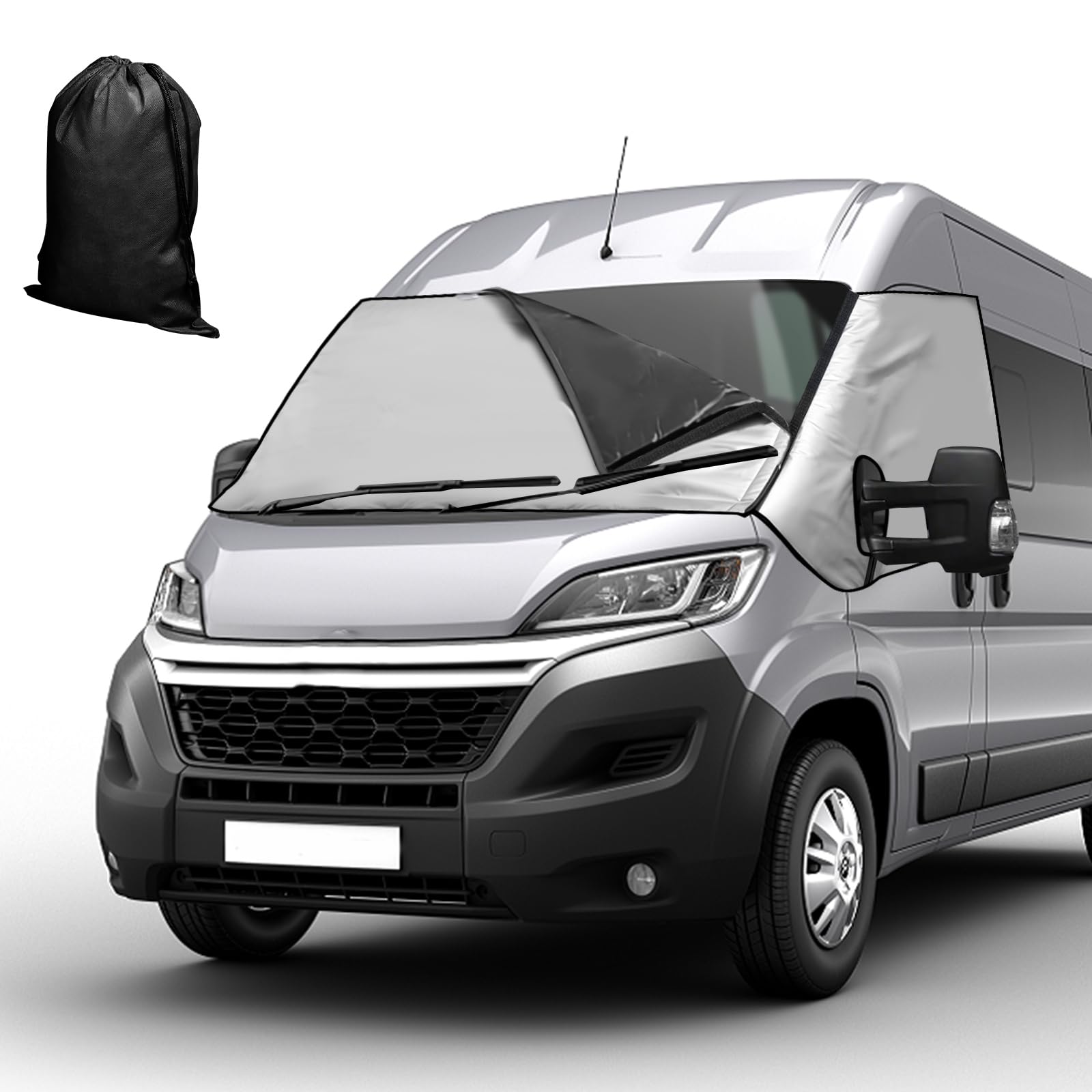 Frontscheibenabdeckung für Peugeot Boxer Citroen Jumper Fiat Ducato X250/290 2006-2025 210D Oxford abnehmbar Sonnenschutz Anti-Frost