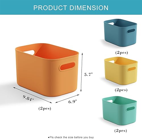 Miniatura 7 de Paquete de 8 contenedores de almacenamiento coloridos para estantes, contenedores de almacenamiento de plástico para organizar, cajas de