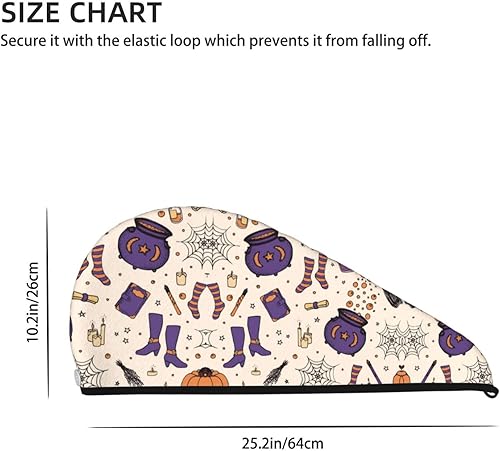Miniatura 4 de UNIOND Magic Witch - Toalla de secado de pelo con diseño bohemio, de secado rápido, absorbente, terciopelo coral, gorra de pelo seco con botón fijo