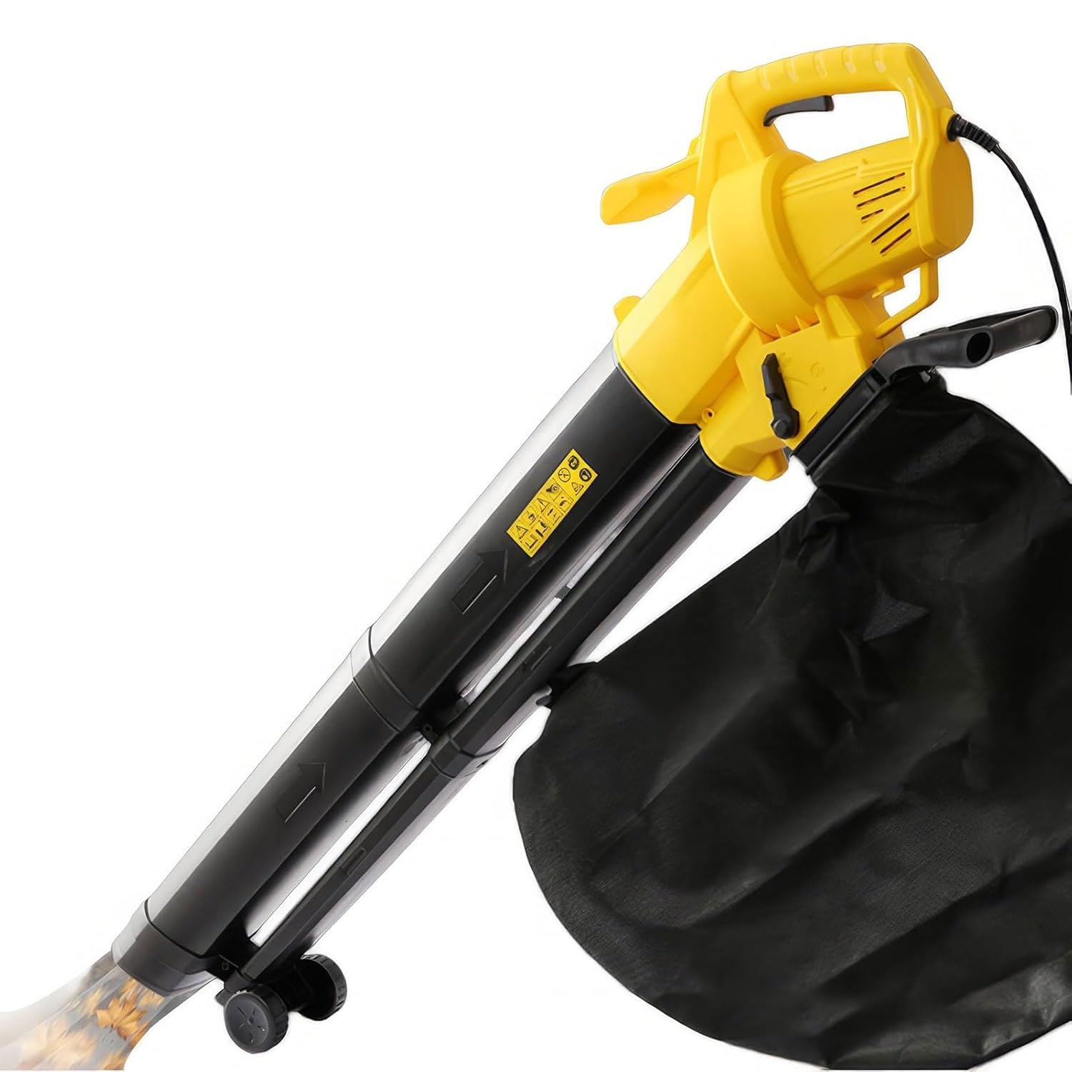 Soffiatore per foglie da giardino e aspiratore per foglie, trituratore elettrico multifunzione 3 in 1 con sacco di raccolta da 45 litri e cavo di alimentazione lungo 30 metri, per cortile, prato, gi
