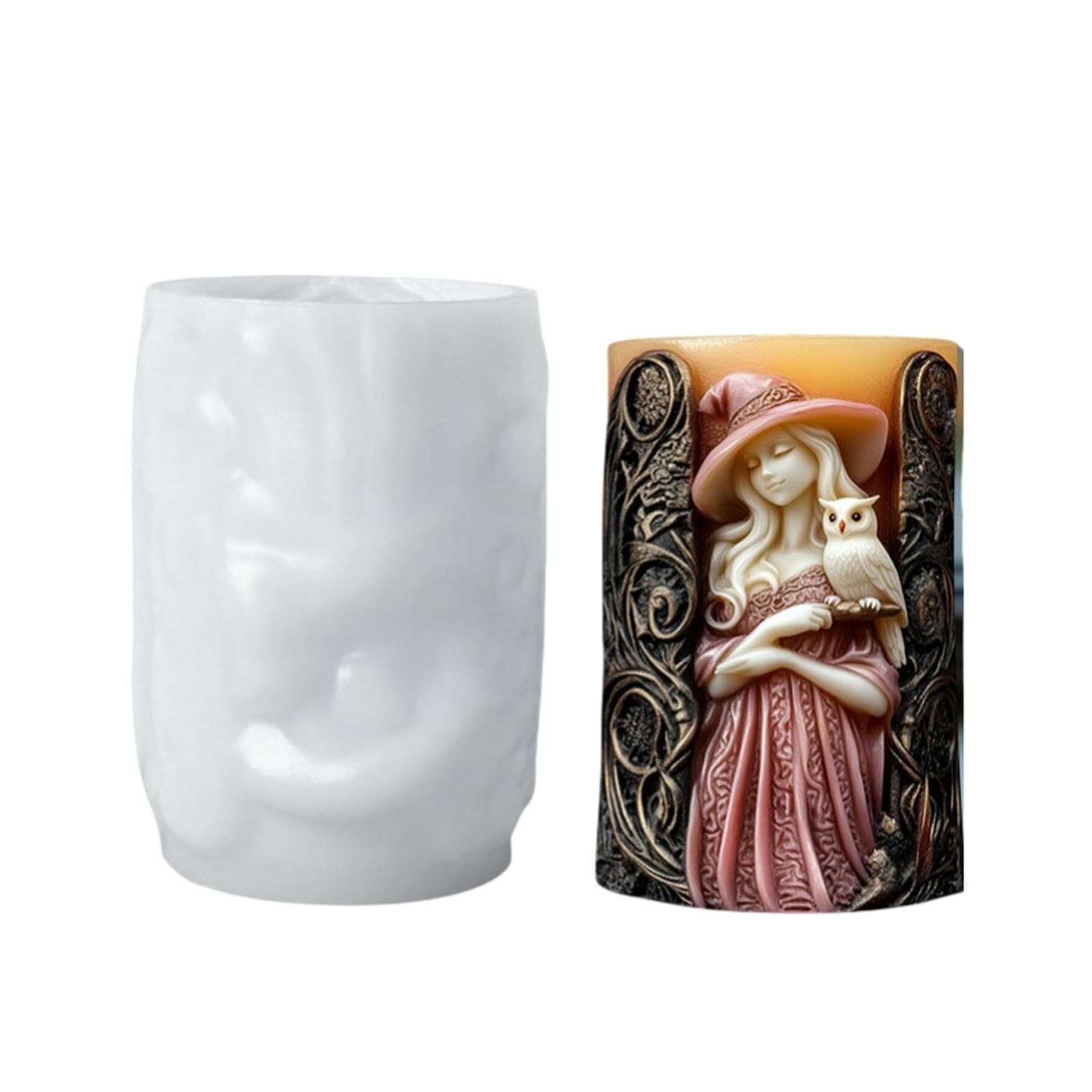 OUXUNDAI Candle moulds Witch Aromatherapy Candle Mold Halloween Portrait Candle Horror Creative Silicone Mold-Witch C