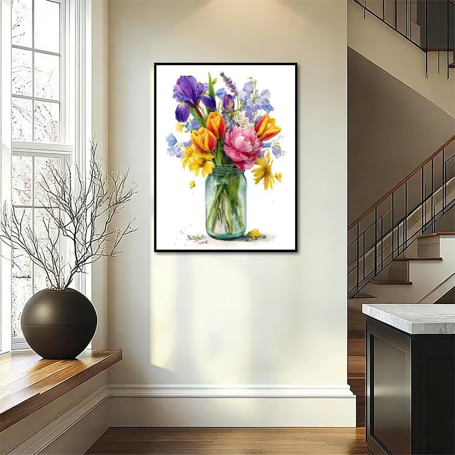Cuadros decoración salón modernos flores para pintar a mano 4