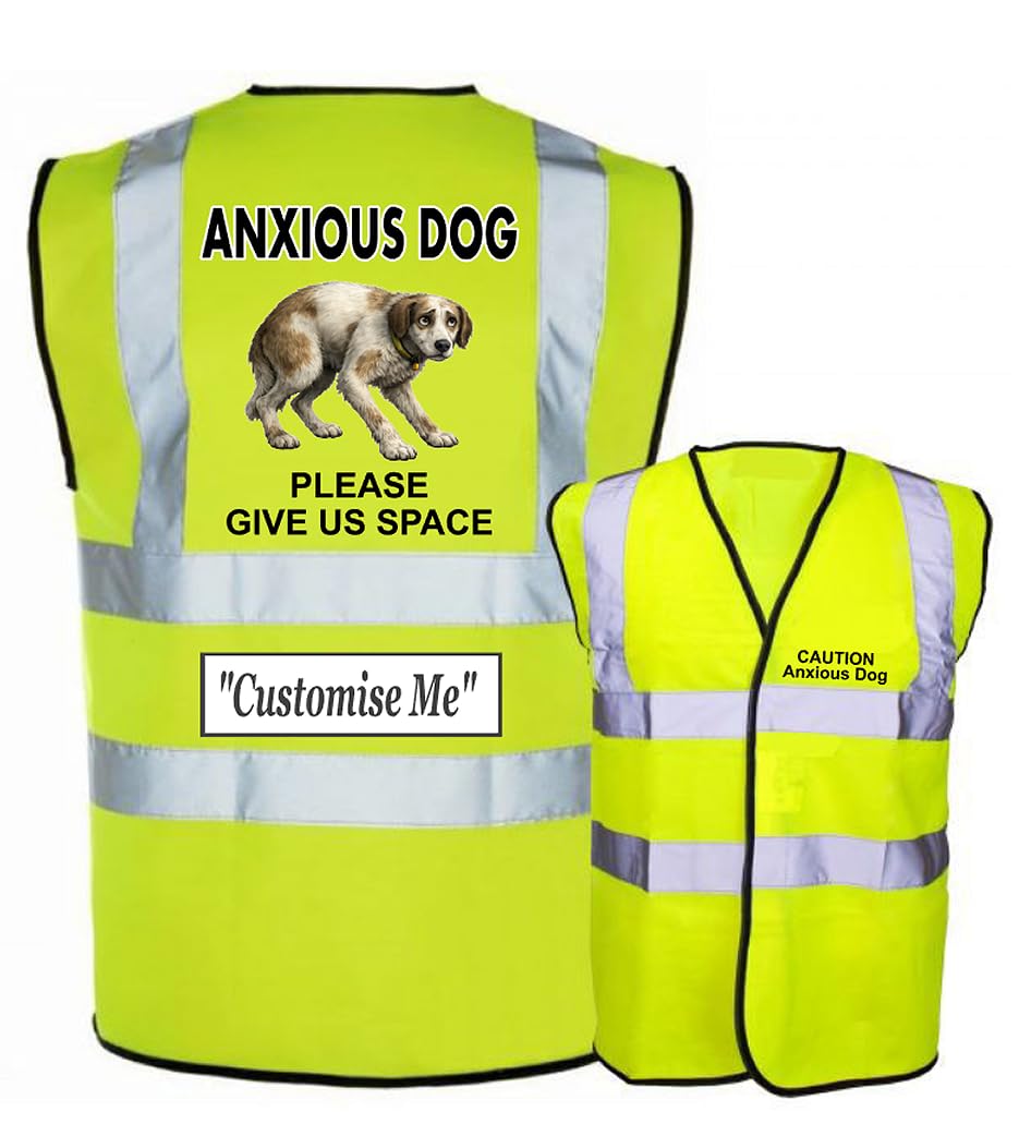 Anxious & Nervous Dog Hi Vis, K9 Training Reflective Clothing, Road Safety Waistcoat. (Yellow, Medium)