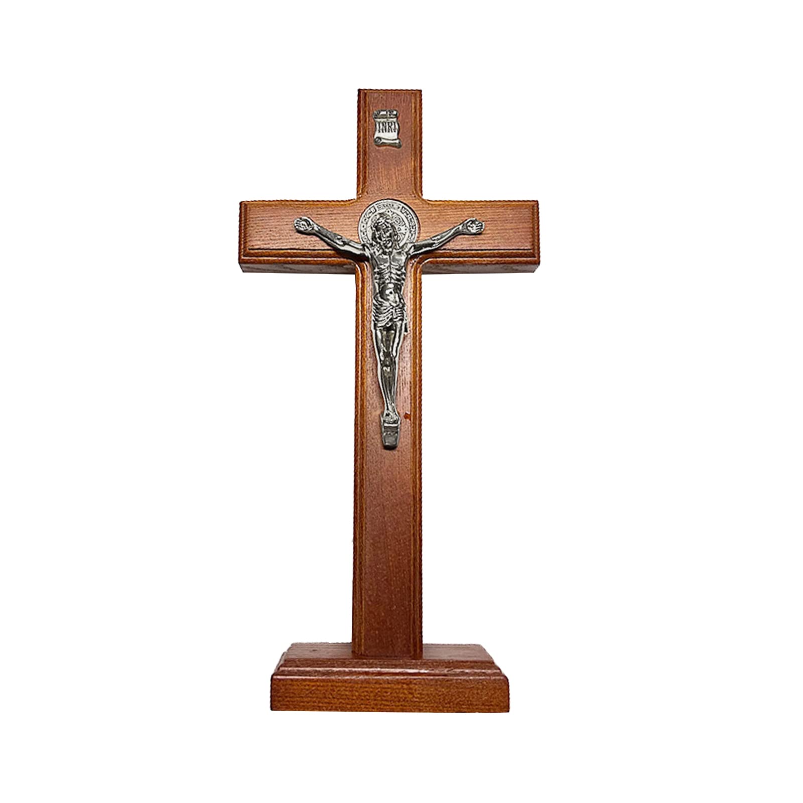 HDUBKHE Wood Cross Figurine Decorative Holy Figurine Ornament Decor for Catholic Decoration Gift Decorative Wood Centerpiece