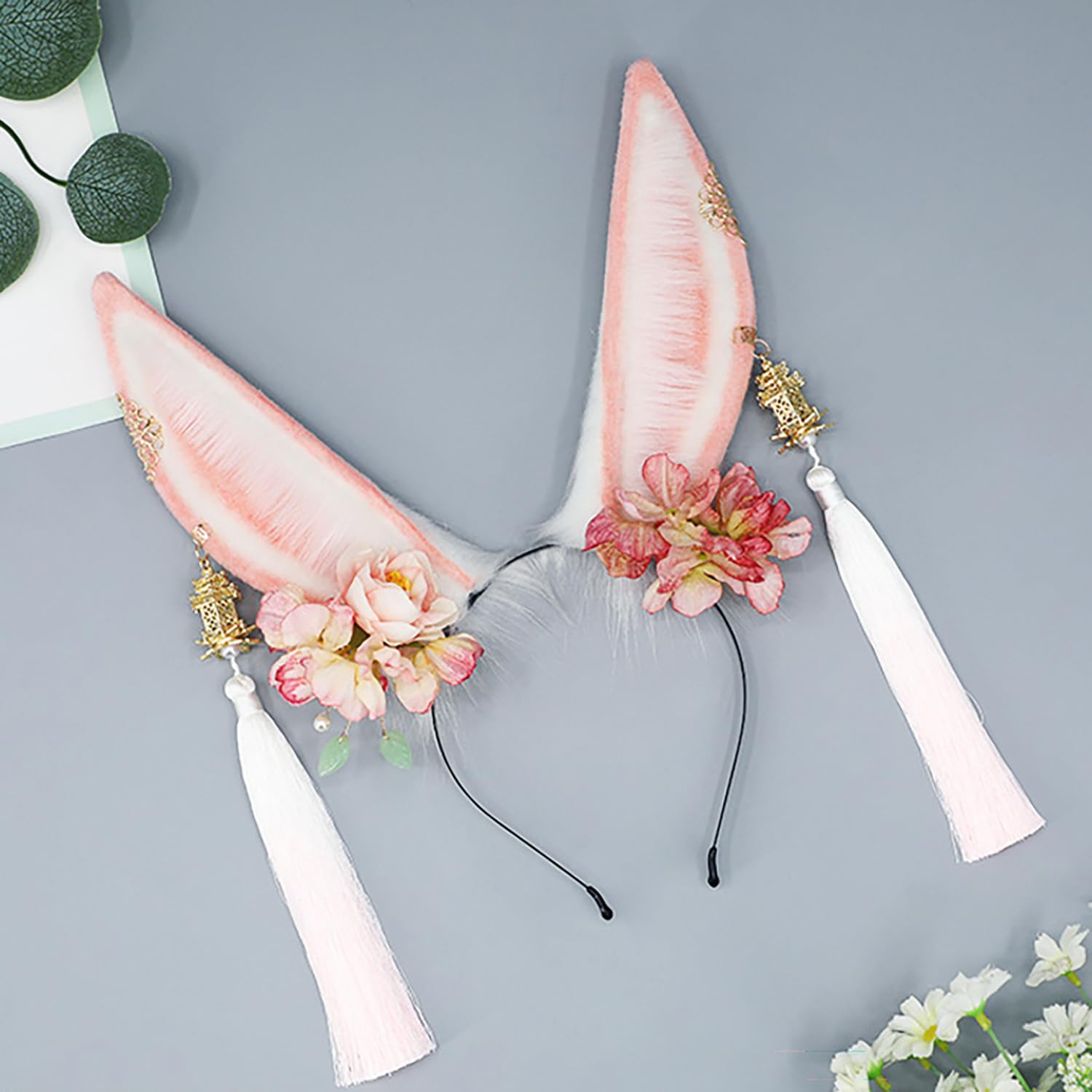 Faylay Women Cosplay Bunny Ears Rabbit Headband Animal Ears Furry Bunny Ears Party Accessories: Yhdw-pink