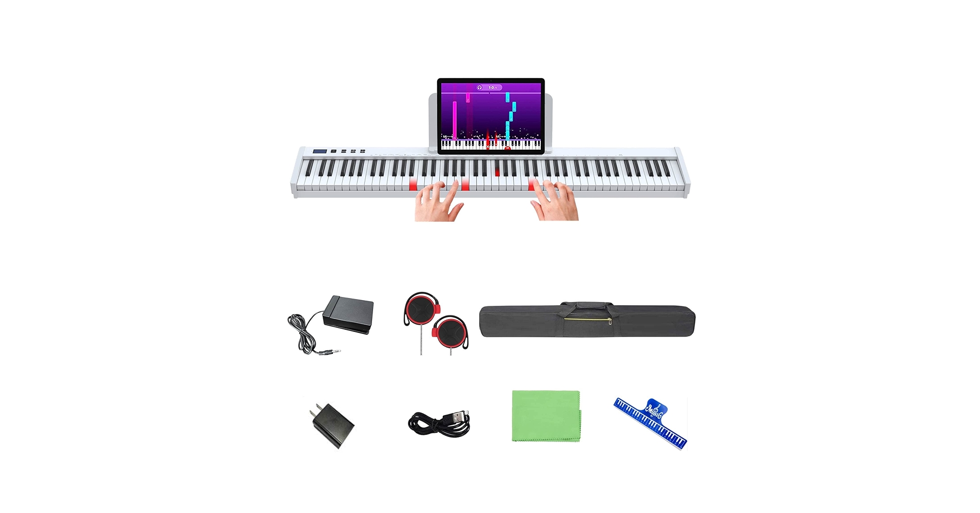 Amazon | 【鍵盤光る 日本語パネル 】 電子ピアノ 88鍵盤 ペダル 譜面