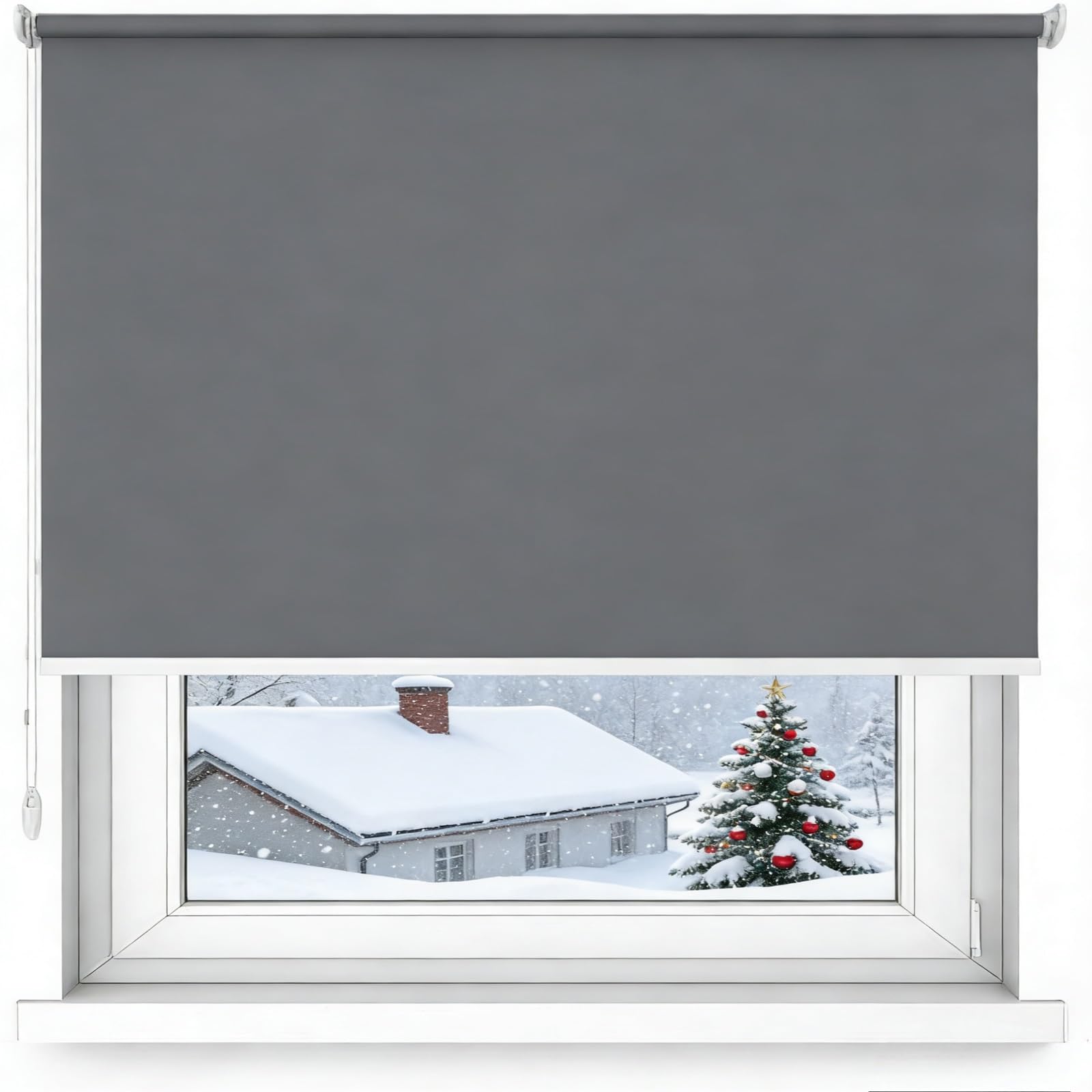 Store Enrouleur Occultant 85 x 125 cm Isolant Thermique Opaque, Rideau Occultant, Fixation avec Ou sans Perçage Store Obscurcissant pour Chambre, Salon, Gris Foncé