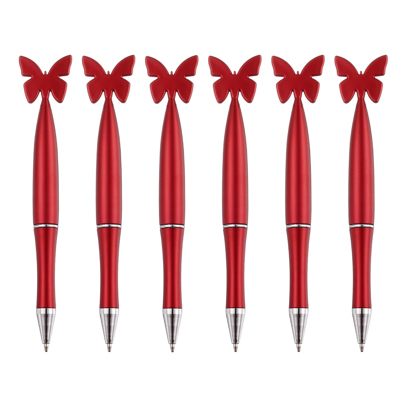 PATIKIL 6 Pcs Butterfly Ballpoint Pens, 1.0mm Tip Cute Twist Writing Pens Black Ink for Home Office Writing Supplies Valentine's Christmas Wedding Party Gifts, Red