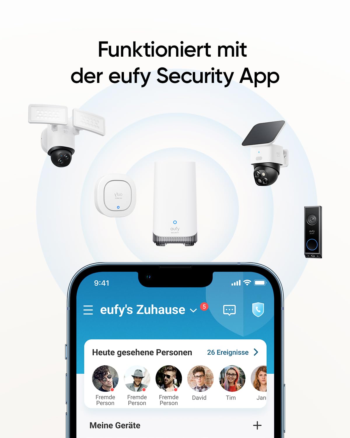 eufy Security Sirene, 105dB kabelloser Alarm, IP65 Wetterfest, mit Fernalarmierung, 2 Jahre Batterielaufzeit, Homebase 2 & 3 kompatibel, App Steuerung, HomeBase Erforderlich