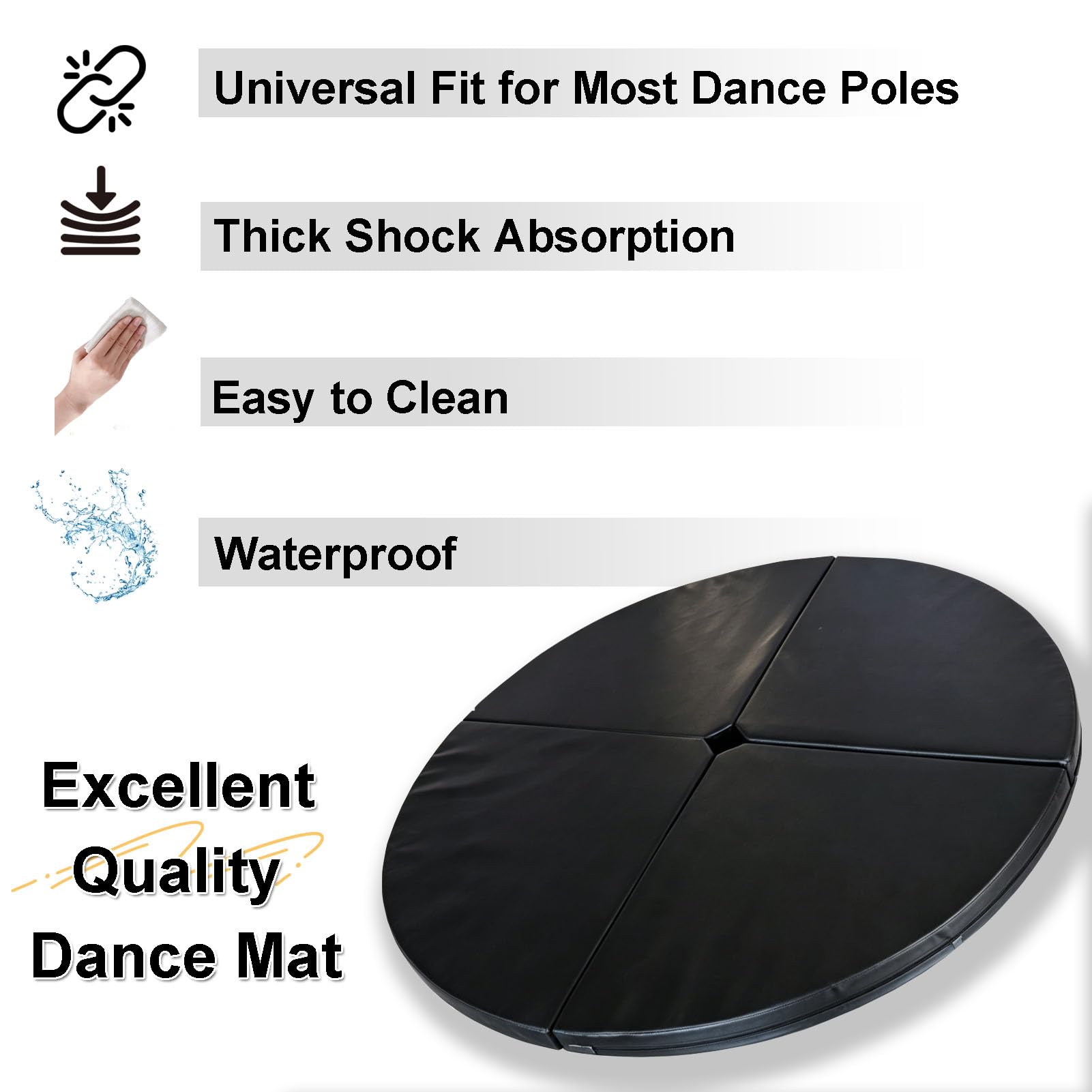 Tappetino da Ballo Pieghevole Rotondo, Cuscino in Schiuma Spessa, Tappetino per Esercizi Antiscivolo Portatile Impermeabile per Palestra di Casa, Studio, Yoga, Pilates(Size:150 x 10cm)