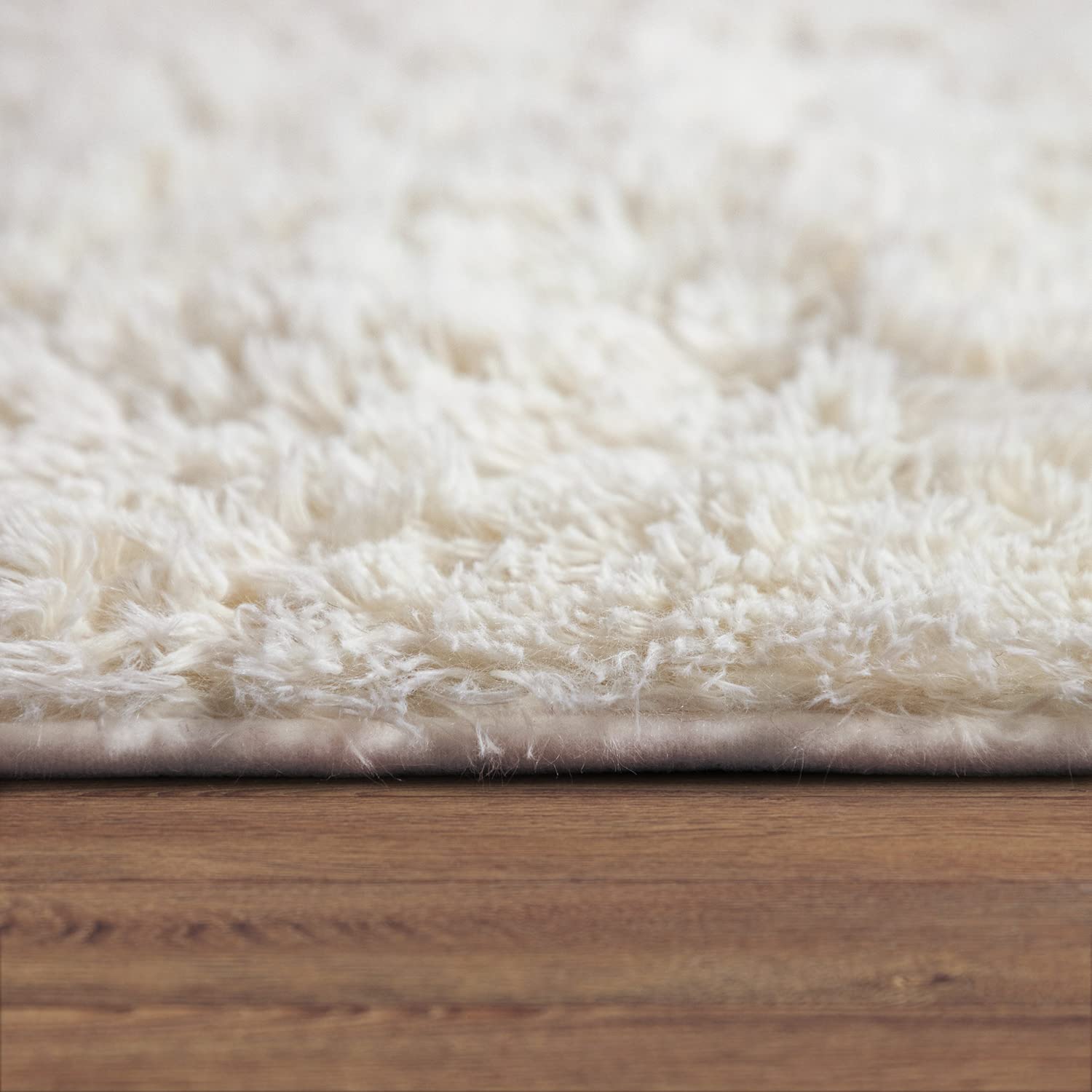 Paco Home Tapis De Salon Poil Long Rond Salon Tapis Shaggy Moderne Poil Long Fausse Fourrure Moelleux Monochrome, Dimension:160 cm Rond, Couleur:Ivoire (Crème)