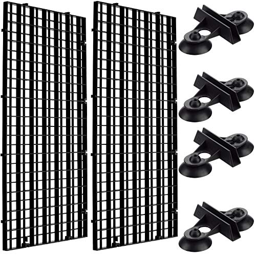 Oiiki 2Pcs Egg Crate For Aquarium, Grid Tank Divider Tray, Fish Tank Bottom Isolation, With 4Pcs Sucker Clip, For Mixed Breeding (Black) #TOP19