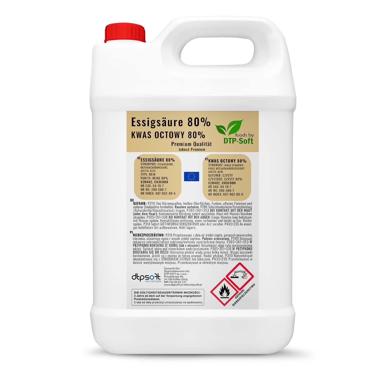 5 l di acido acetico 80% di alta qualità essenza di aceto