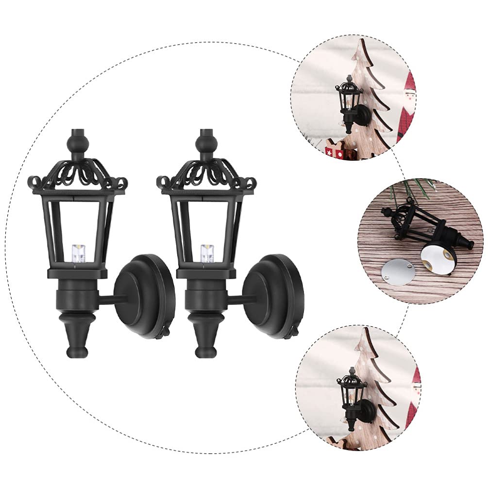 NUOBESTY Mini Wall Lamp 2Pcs Decorative Dollhouse Lights Battery Operated Small House Wall Lamps for Miniature Home Accessories - Image 4