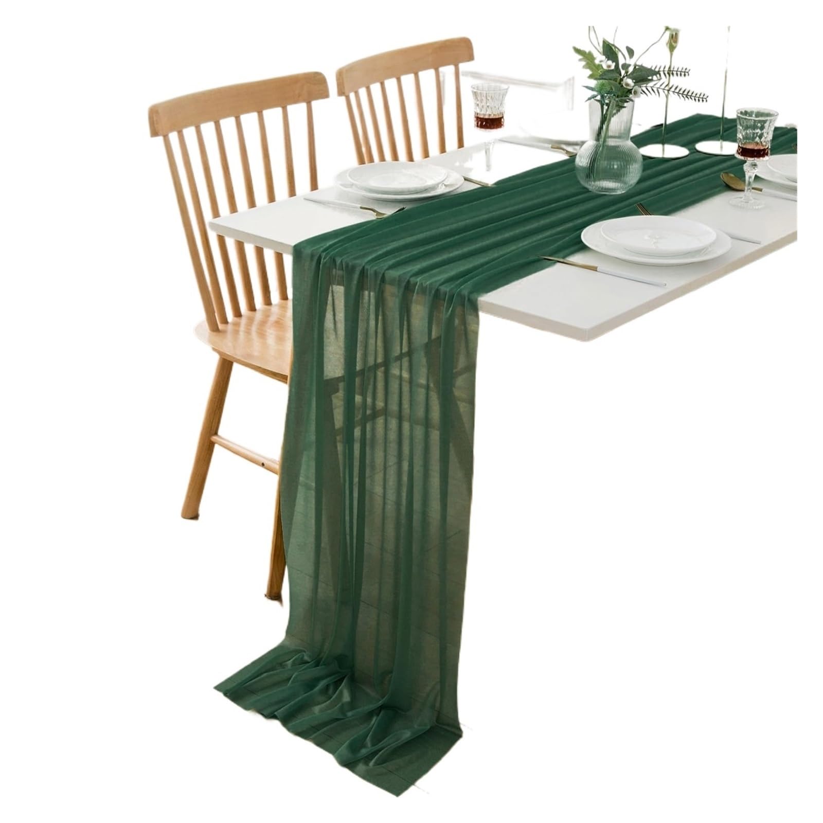 Chiffon Table Runner Chiffon Table Runner Vertical Tablecloth for Decorations Shiny Fabric Merry(Color 10,30x300CM)