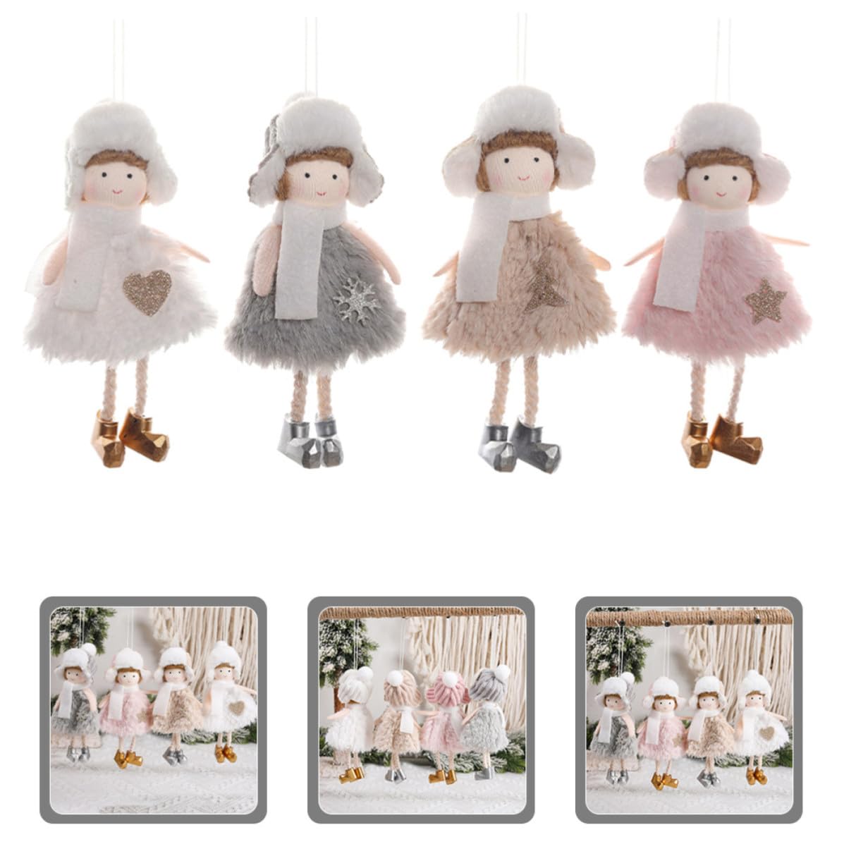 Toyvian 16 Pezzi Pendente Natalizio Bambola Soffice in Peluche, Leggero e
